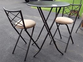 FOLDING PUB TABLE AND FOLDING CHAIRS