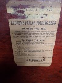 ANDREWS PARLOR FOLDING BEDS / EXCEPTIONAL CONDITION