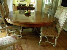 Large French Country Table and 8 Chairs.