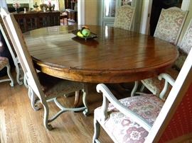 Large French Country Table and 8 Chairs.