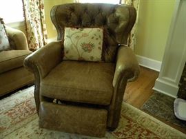 One of 2 Matching Leather Recliners