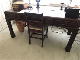 Leather top carved desk....nice size