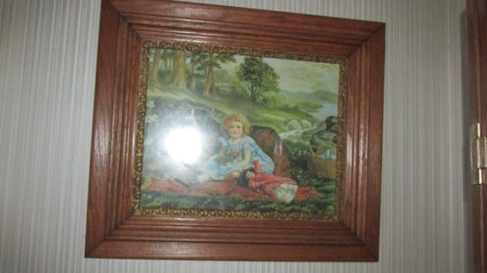 Early Childs Print in Oak Frame