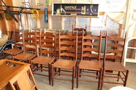 6 matching ladder back chairs