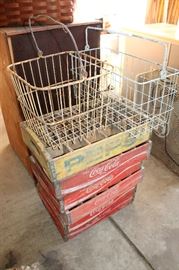 Wire baskets and drink crates