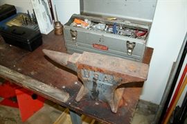 55 lbs anvil and toolbox