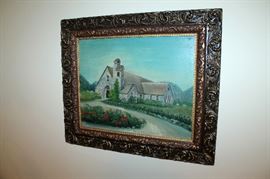 Antique painting of Blue Springs Church in Sparta, TN by Lizzie Milligan
