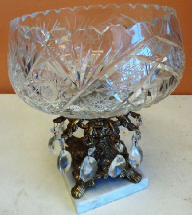 Vintage Cut Glass Pedestal Bowl