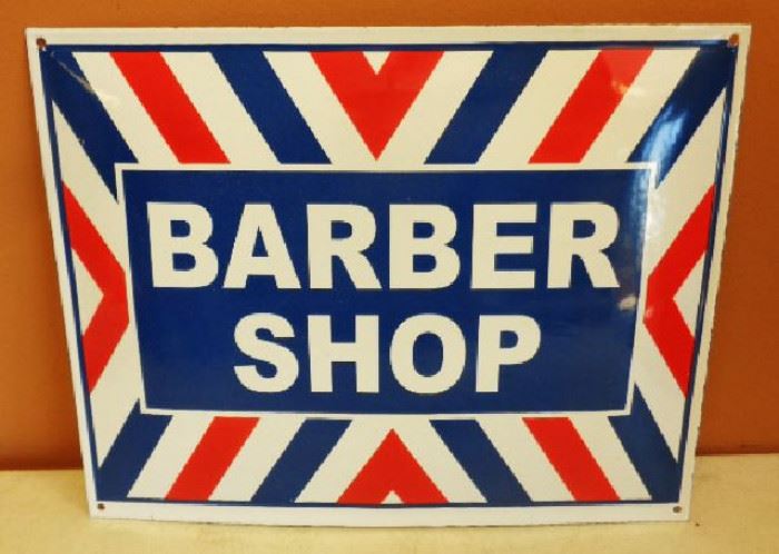 Barber Shop Porcelain Sign