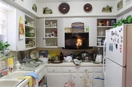 FULL kitchen - glassware, cookware, tea towels, copper pots