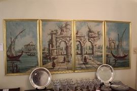 Nicolo DeCorsi 4 panel framed piece circa 1960's