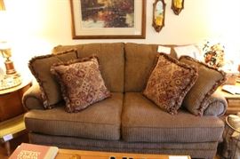 Close up of new loveseat from Ashley Furniture