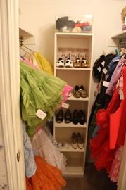 Entire closet FULL of square dancing clothes - dresses, petticoats, hairbows, bloomers, shoes and hats. 