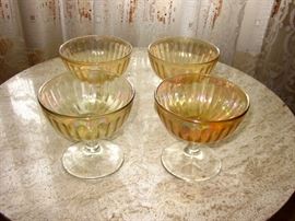 Vintage amber opalescent ice cream/dessert dishes