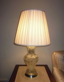 Pair of crystal table lamps, 3-way light, made in Yugoslavia.  30" tall.