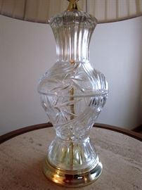 Pair of crystal table lamps, 3-way light, made in Yugoslavia.  30" tall.