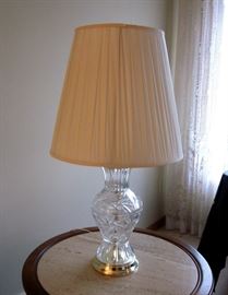 Pair of crystal table lamps, 3-way light, made in Yugoslavia.  30" tall.