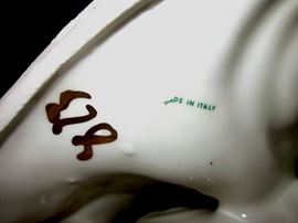 Vintage porcelain peacocks, hand painted, 22K gold accents, Italy.  16-1/2" x 13"