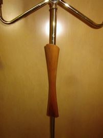 Cool mid century floor lamp with 4 lights and teakwood decoration on pole.  61-1/2" tall, 25" wide at top.