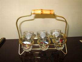 Vintage shot glasses with caddy - Germany