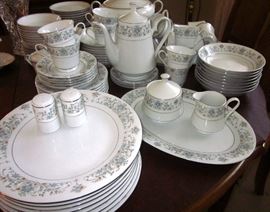 China Pearl fine china, Hong Jiang China.  5-piece place settings, service for 8, plus serving pieces.