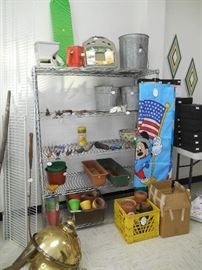 brass lights , planters, pots