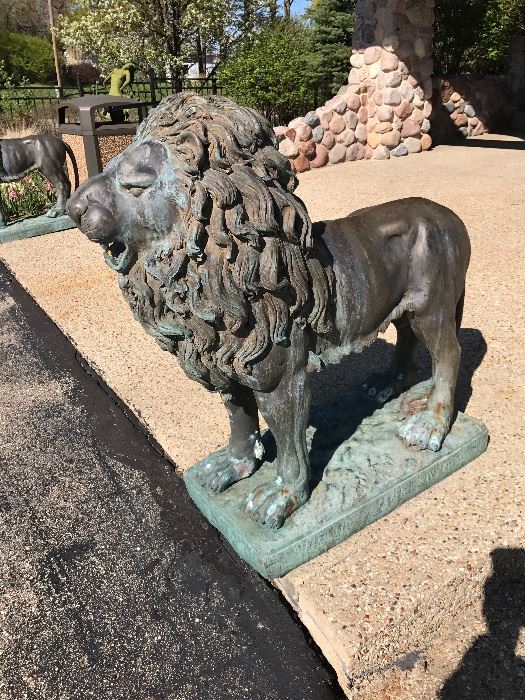 Pair of Large Size Bronze Lions.