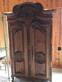 Beautiful Hand Carved Mahogany Armoire.