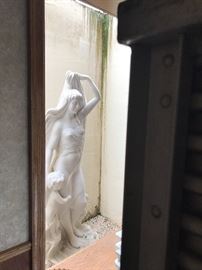Gorgeous Hand Carved Four Foot Italian Marble Maiden Statue with Child.