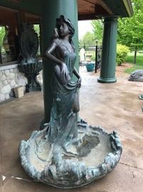Signed Bronze Maiden Fountain.