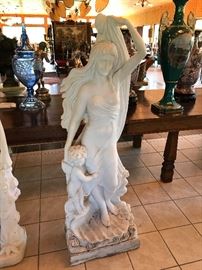 One of Four Hand Carved White Italian Marble Statues.
