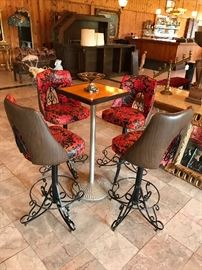 1970 Four Bar Stools in the Mediterranean Style. 