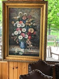 Large Still Life Floral Oil Painting.