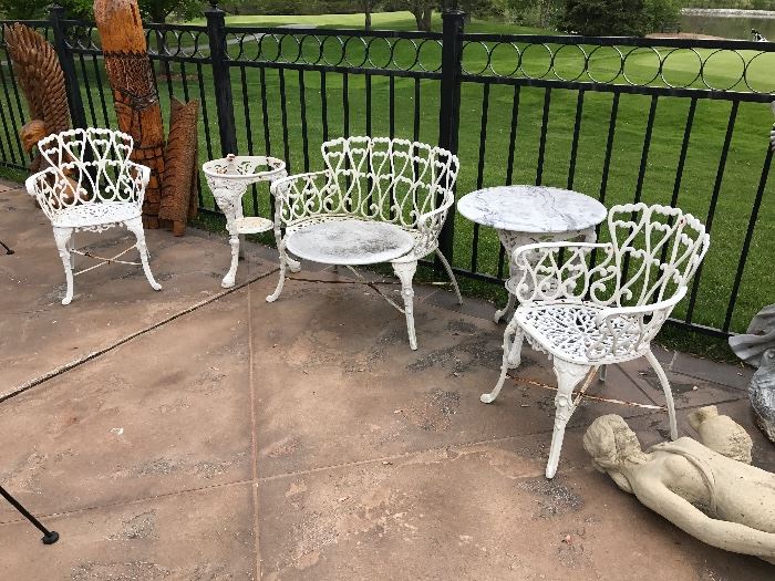 Painted White Metal Outdoor Furniture.