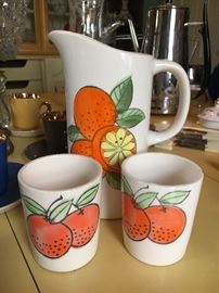 Vintage juice pitcher with cups