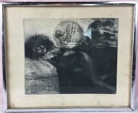 J.B. Moorhead Etching "Sleeping Lady"