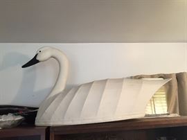 Large wood & canvas goose, signed