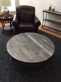 Eddie Bauer leather sofa & pottery barn living room furniture (these pieces are located at our client's house in Chantilly, please email for an appointment to see this set)