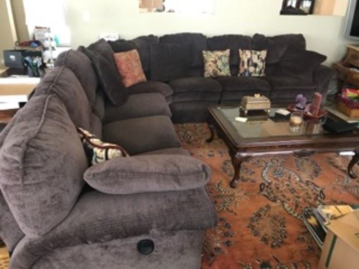 Very nice and comfy Purple Sectional with reclining ends $500.00 one of a kind
