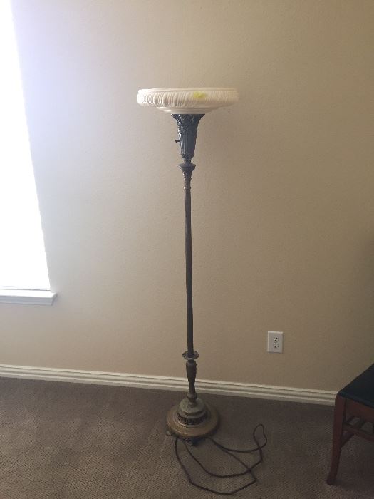 Old 1920's Tourch Floor Lamp with Glass Shade