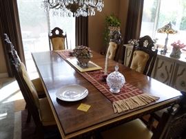Dining Table, Runner, Crystal Covered Candy, Porcelain Flower Bouquet