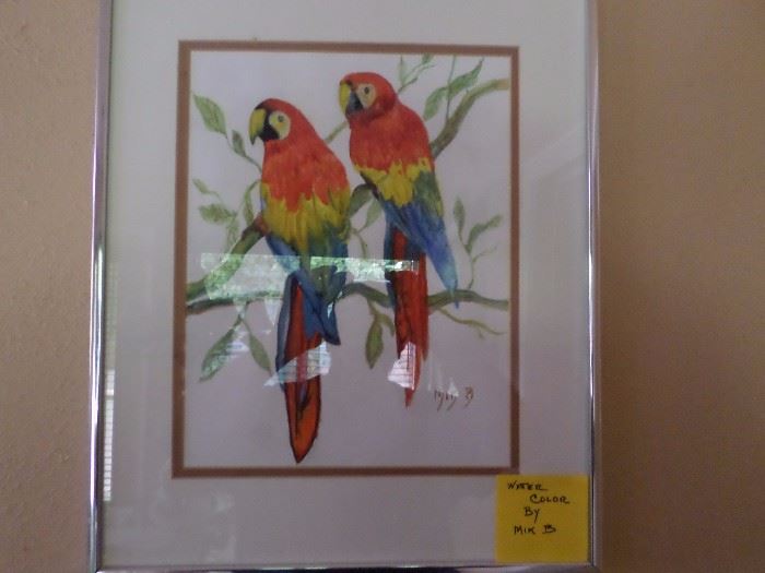 Parrots in Silver Frame