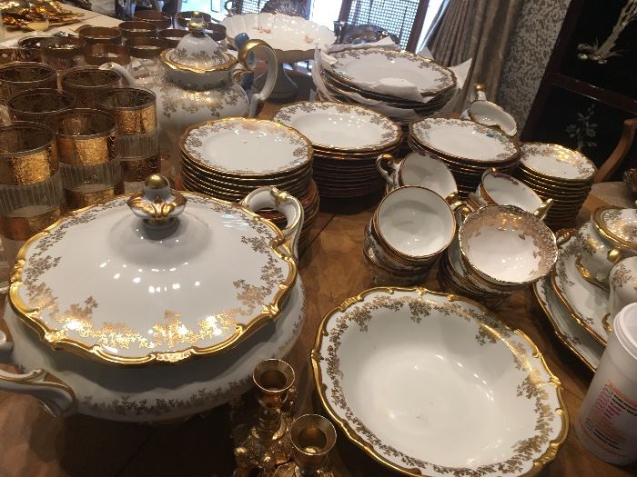 Large set of white & gold Austrian china