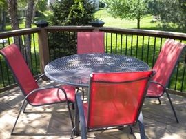 Patio set table and 4 chairs in red
