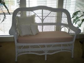 White wicker loveseat