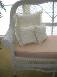 White wicker loveseat