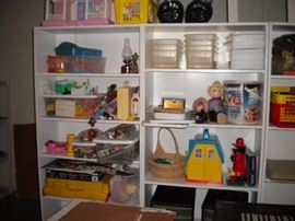 Vintage toys (white shelves not for sale)