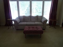 3 year old Cream colored Sofa/couch, tufted ottoman