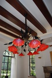 ARTISAN CRAFTED ART GLASS CHANDELIER - HEIGHT:  62"    WIDTH:  54"