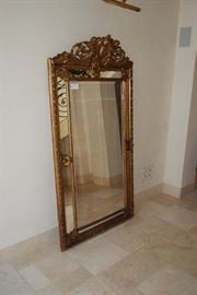 19TH CENTURY --  9' TALL X 4' 6" WIDE  -  LOUIS XV  STYLE BEVELED MIRROR